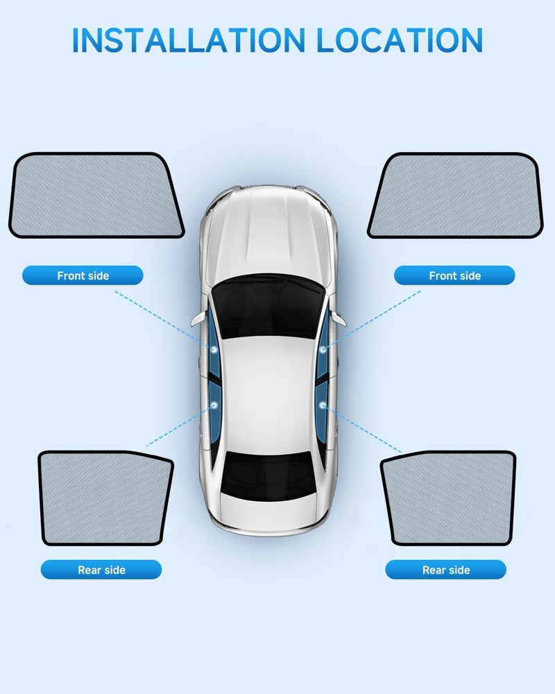 RSACET Car Window Shades for Ford-Explorer(2020-2025),4 Pack Car Window Cover for Baby Sun Shade Blocker Breathable Mesh,Reduce UV Rays & Heat Insulation Privacy Protection for Camping, Travel, Sleep - Image 2